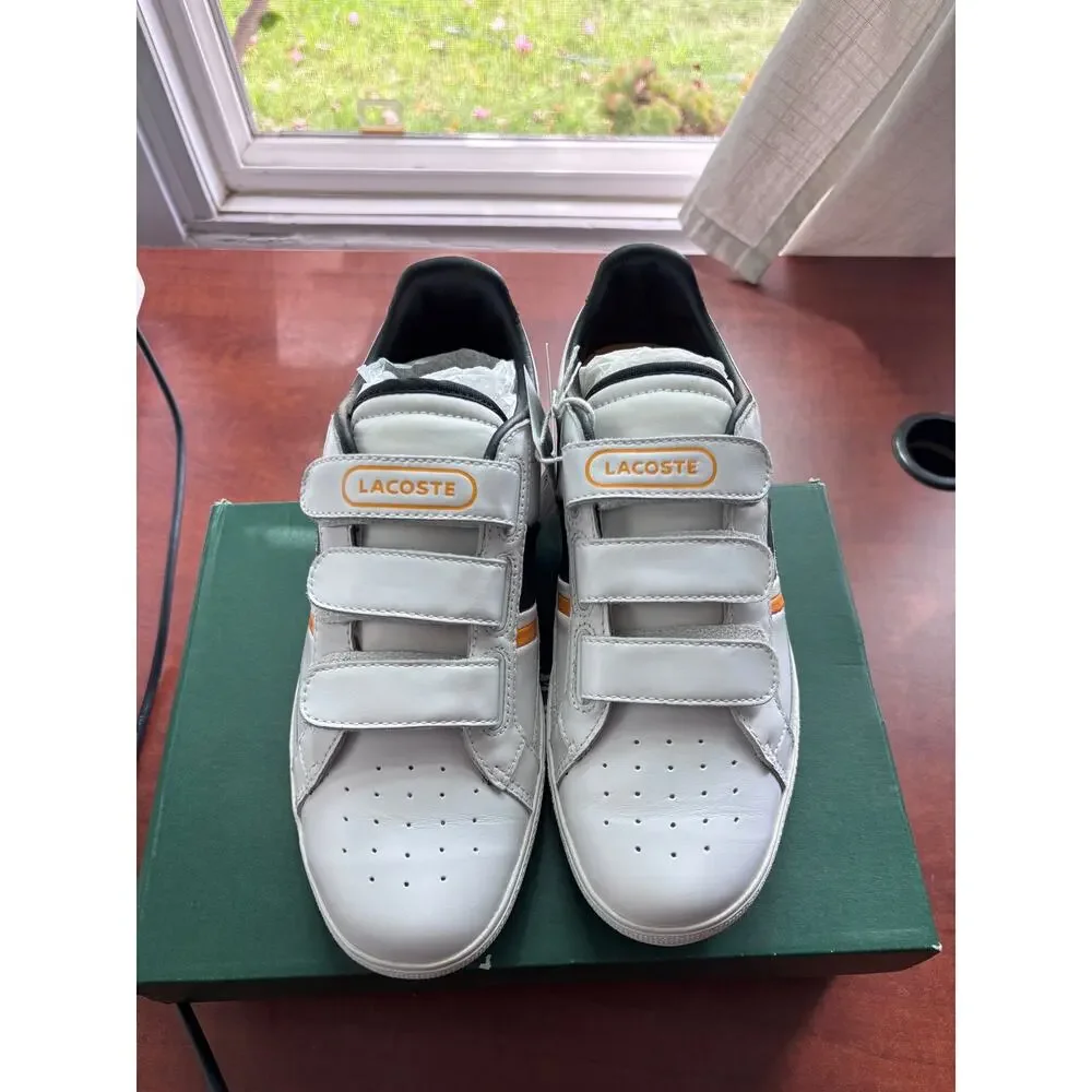 Lacoste Europa Boys White Leather Velcro Sneakers size 4